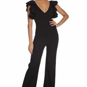 Windsor Black Ruffle Sleeve Jumpsuit